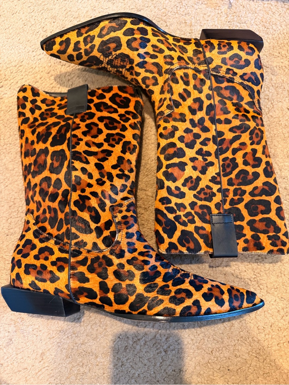 SCHUTZ Ashley Leopard Print Mid-Calf Heeled Boots EUC - Picture 7 of 16